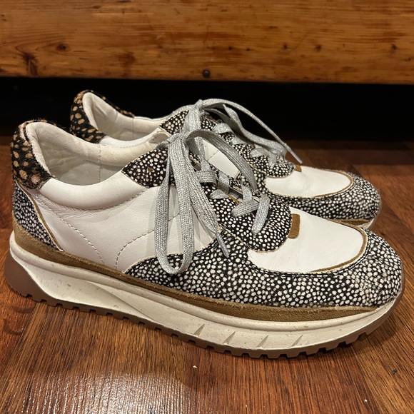 Madewell Shoes - Madewell Shoes White Leather Animal Print Calf Hair Black Tan Women's Size 8.5